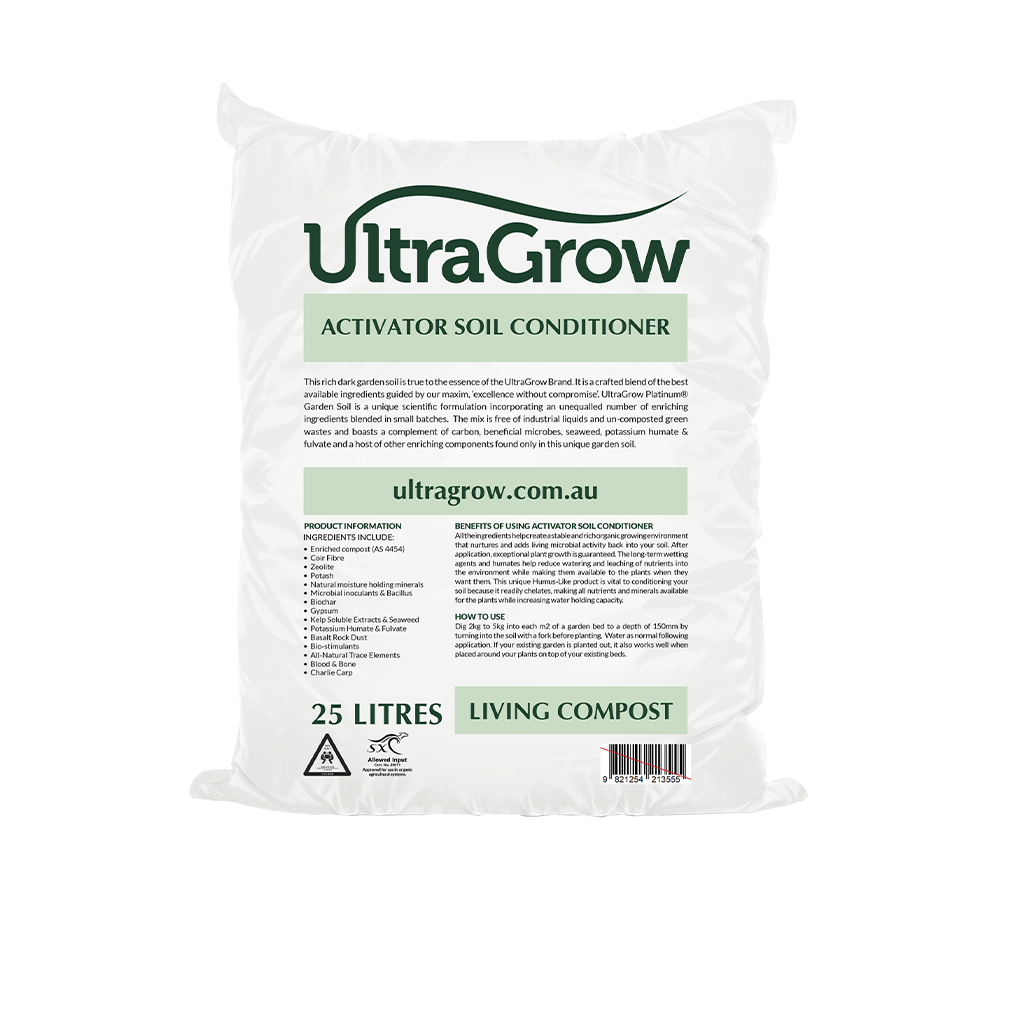 Photo of a bag of UltraGrow Activator Soil Conditioner l | Featured Image for UltraGrow Activator Soil Conditioner Product Page by Centenary Landscape Supplies.