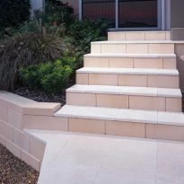 Stairs constructed from limestone coloured Hayman blocks | Featured image for Hayman Range.