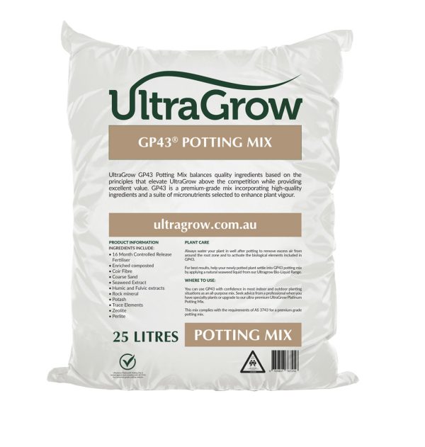 25 litre bag of GP43 UltraGrow potting mix | Featured image for UltraGrow GP43 Potting Mix.